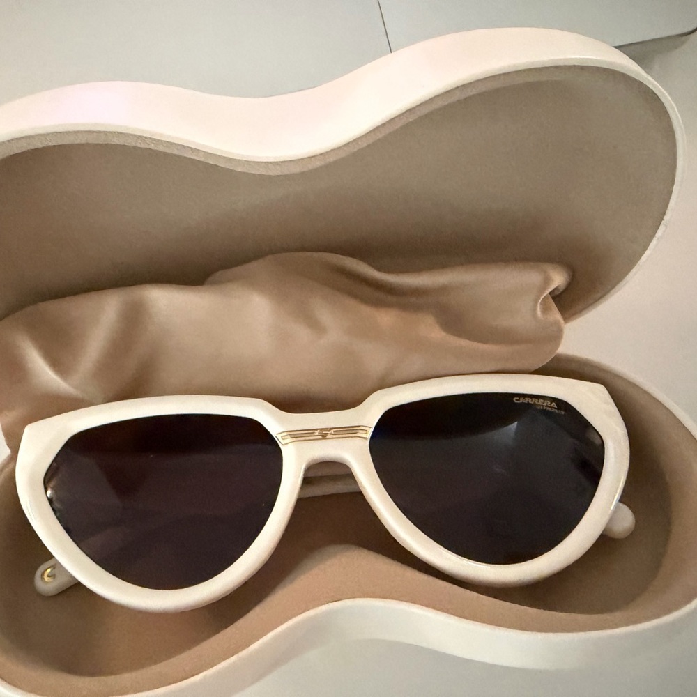 Carrera Cream White Oversized Women's Sunglasses with Dark Lenses